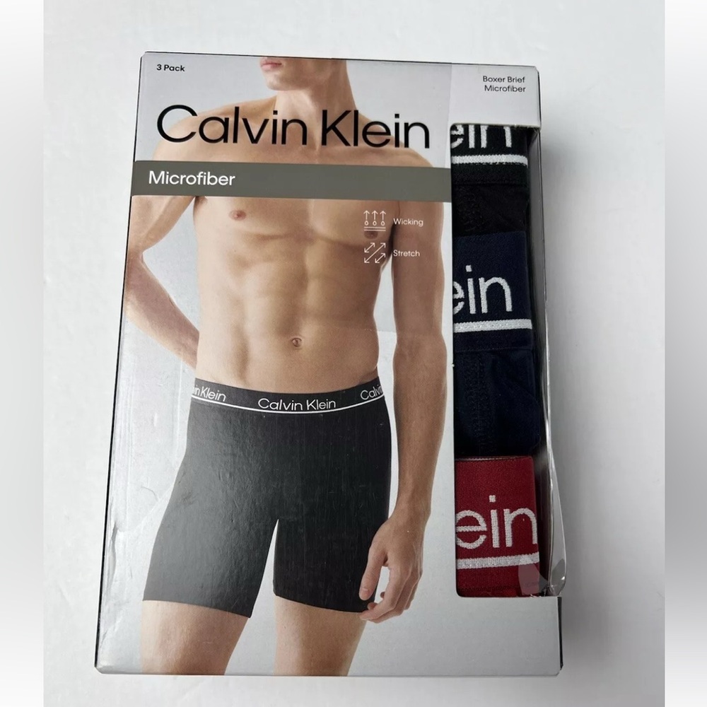 Calvin Klein Microfiber Stretch Boxer Brief 3-Pack Multicolor Ultra Soft Sz M